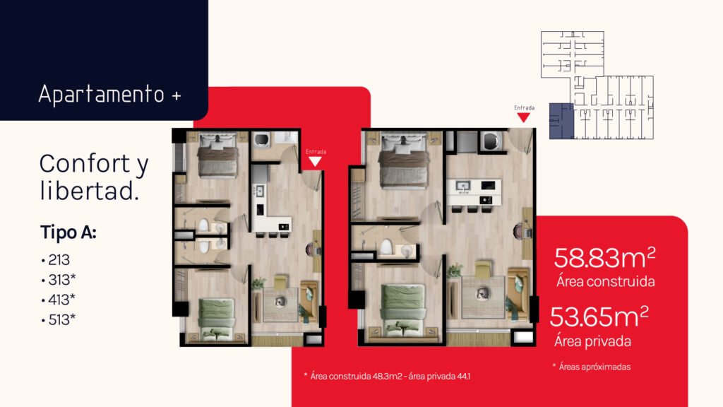 Plano del Apartamento + Tipo A de KÔBE 50, Bogotá